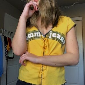 RARE Tommy Hilfiger yellow lace up tank
